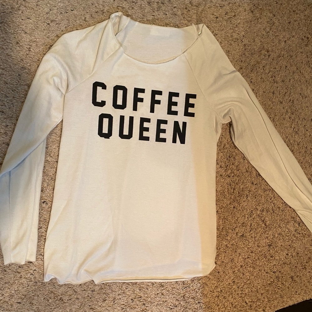 Cozy boatneck “coffee queen” sweater